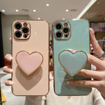 Electroplating Love Heart Holder TPU Phone Case, For iPhone 12, For iPhone 12 Pro Max������������...