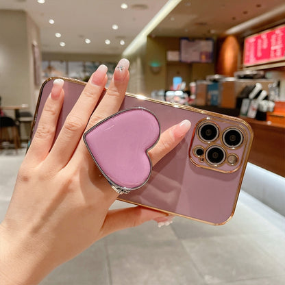Electroplating Love Heart Holder TPU Phone Case