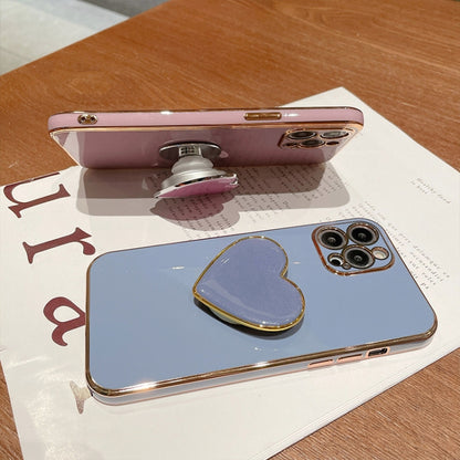 Electroplating Love Heart Holder TPU Phone Case, For iPhone 12, For iPhone 12 Pro Max������������...