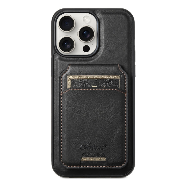 Suteni H15 MagSafe Oil Eax Leather Detachable Wallet Back Phone Case