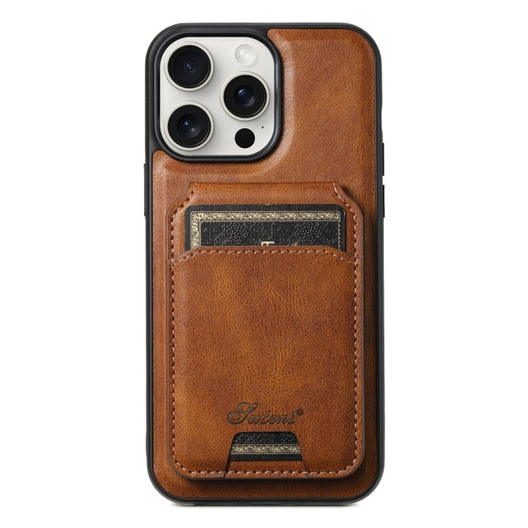 Suteni H15 MagSafe Oil Eax Leather Detachable Wallet Back Phone Case