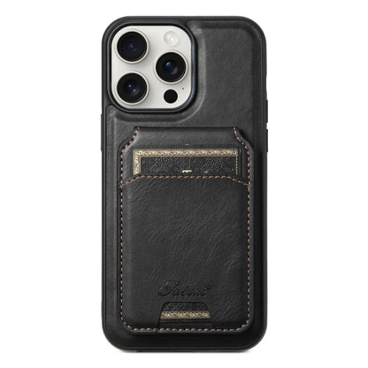 Suteni H15 MagSafe Oil Eax Leather Detachable Wallet Back Phone Case