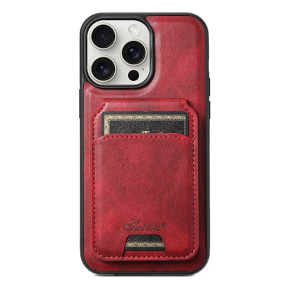 Suteni H15 MagSafe Oil Eax Leather Detachable Wallet Back Phone Case