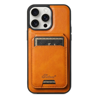 Suteni H15 MagSafe Oil Eax Leather Detachable Wallet Back Phone Case