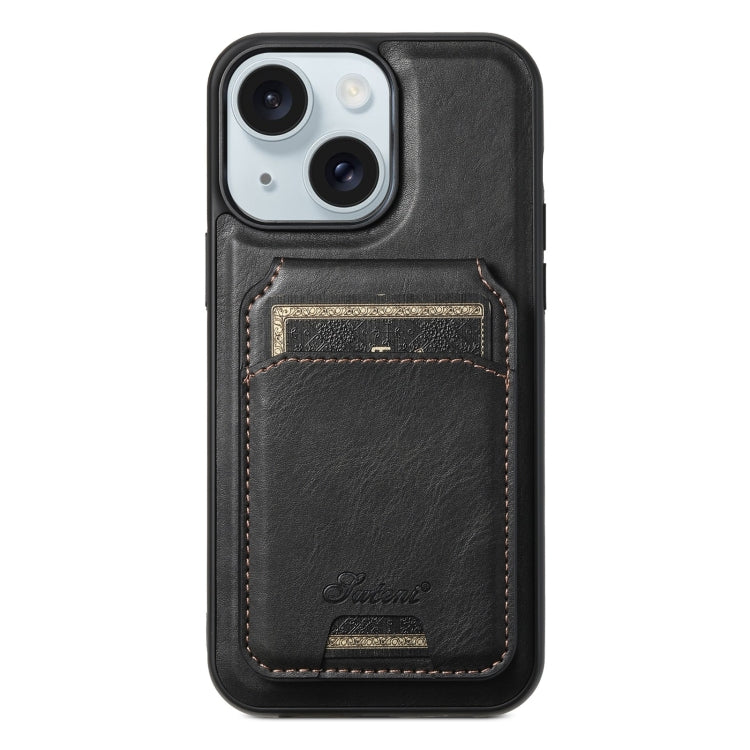 Suteni H15 MagSafe Oil Eax Leather Detachable Wallet Back Phone Case