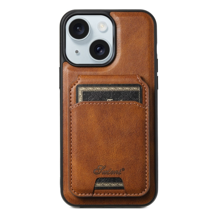 Suteni H15 MagSafe Oil Eax Leather Detachable Wallet Back Phone Case