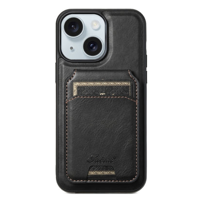 Suteni H15 MagSafe Oil Eax Leather Detachable Wallet Back Phone Case