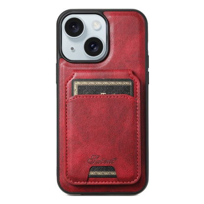 Suteni H15 MagSafe Oil Eax Leather Detachable Wallet Back Phone Case