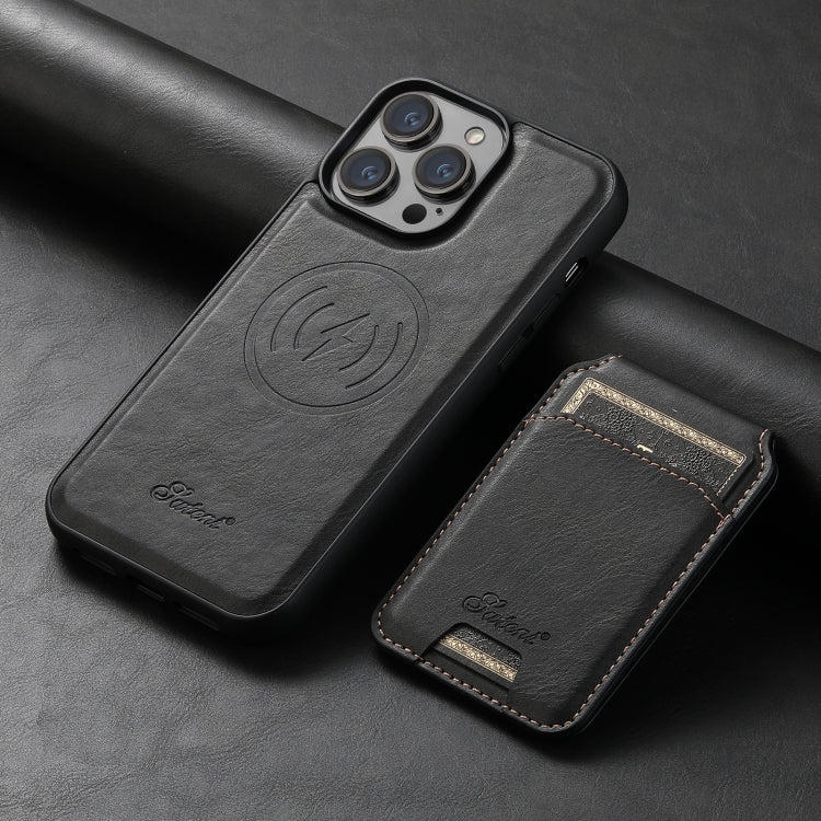 Suteni H15 MagSafe Oil Eax Leather Detachable Wallet Back Phone Case, For iPhone 13, For iPhone 1...