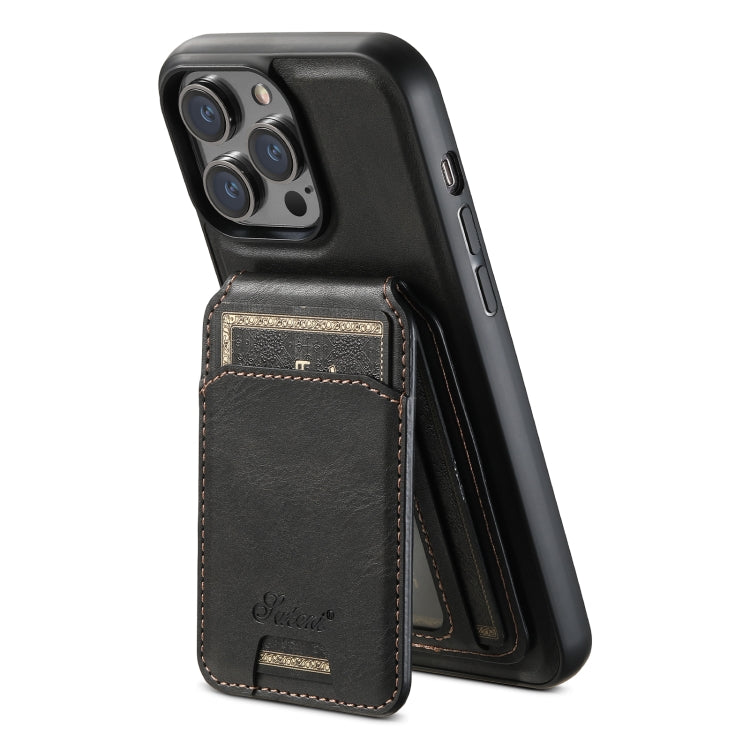 Suteni H15 MagSafe Oil Eax Leather Detachable Wallet Back Phone Case, For iPhone 13, For iPhone 1...