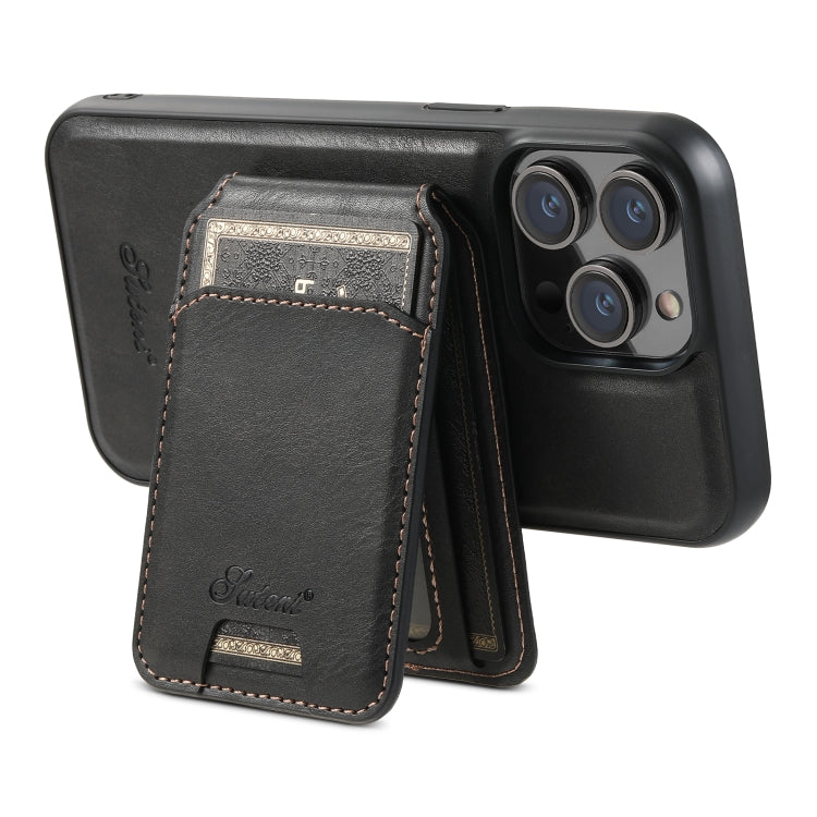 Suteni H15 MagSafe Oil Eax Leather Detachable Wallet Back Phone Case, For iPhone 13, For iPhone 1...