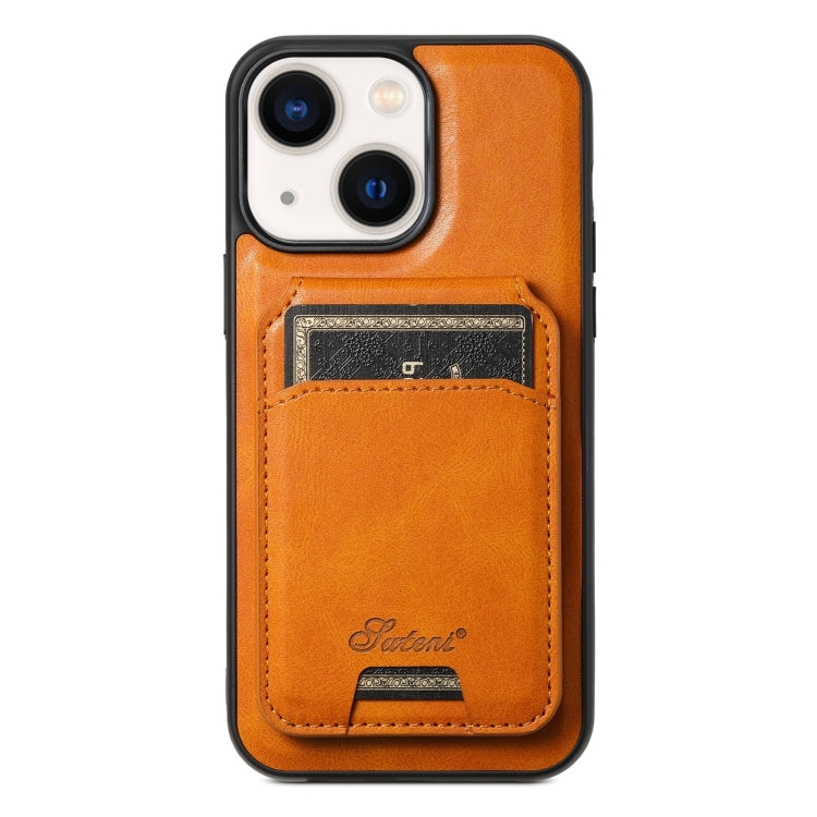Suteni H15 MagSafe Oil Eax Leather Detachable Wallet Back Phone Case, For iPhone 13, For iPhone 1...