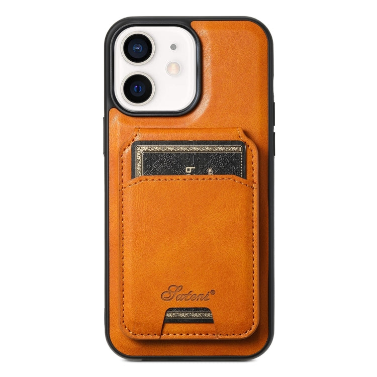 Suteni H15 MagSafe Oil Eax Leather Detachable Wallet Back Phone Case, For iPhone 13, For iPhone 1...
