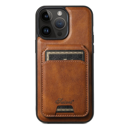 Suteni H15 MagSafe Oil Eax Leather Detachable Wallet Back Phone Case, For iPhone 13, For iPhone 1...