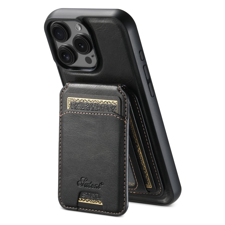 Suteni H15 MagSafe Oil Eax Leather Detachable Wallet Back Phone Case