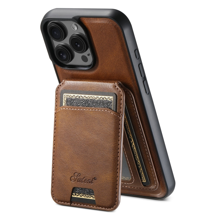 Suteni H15 MagSafe Oil Eax Leather Detachable Wallet Back Phone Case