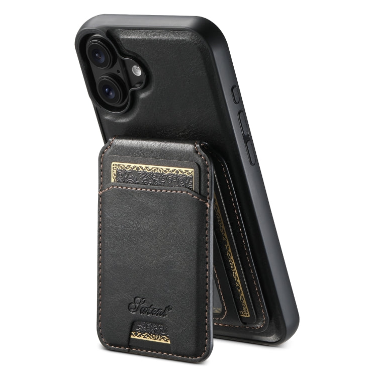 Suteni H15 MagSafe Oil Eax Leather Detachable Wallet Back Phone Case