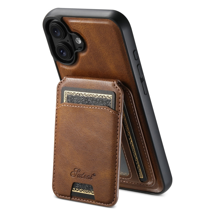 Suteni H15 MagSafe Oil Eax Leather Detachable Wallet Back Phone Case
