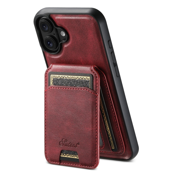 Suteni H15 MagSafe Oil Eax Leather Detachable Wallet Back Phone Case
