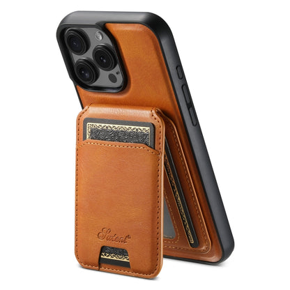 Suteni H15 MagSafe Oil Eax Leather Detachable Wallet Back Phone Case