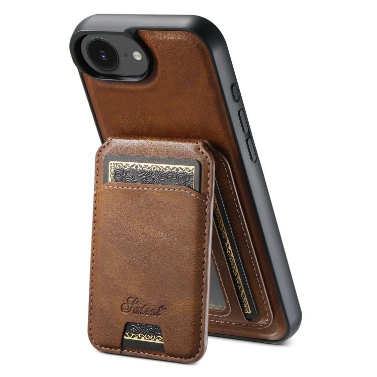 Suteni H15 MagSafe Oil Eax Leather Detachable Wallet Back Phone Case