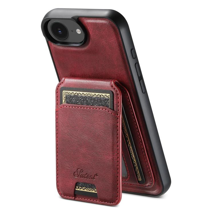 Suteni H15 MagSafe Oil Eax Leather Detachable Wallet Back Phone Case