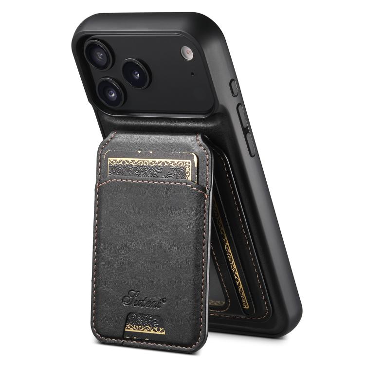 Suteni H15 MagSafe Oil Eax Leather Detachable Wallet Back Phone Case