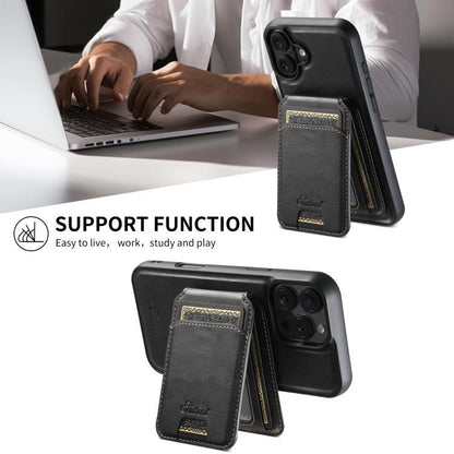 Suteni H15 MagSafe Oil Eax Leather Detachable Wallet Back Phone Case