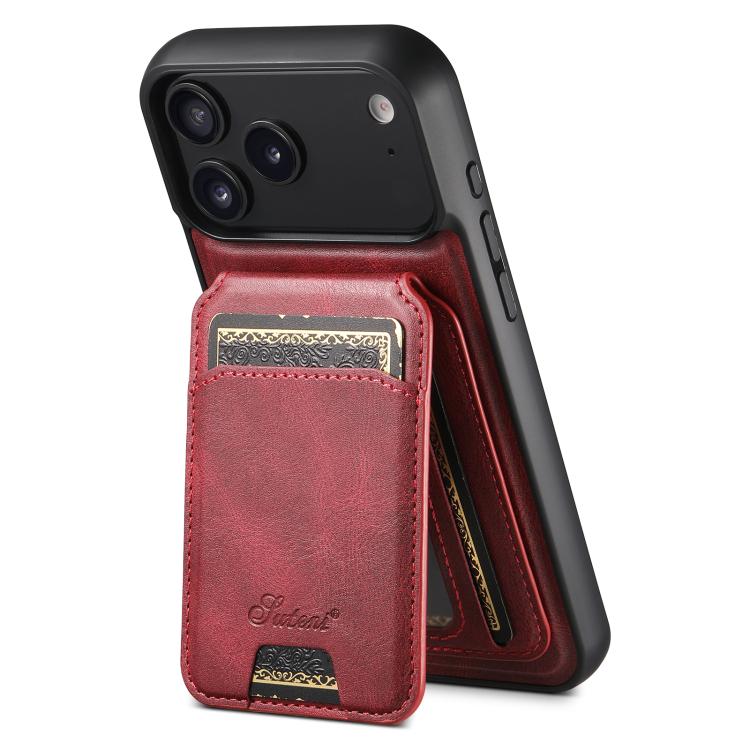 Suteni H15 MagSafe Oil Eax Leather Detachable Wallet Back Phone Case