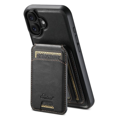 Suteni H15 MagSafe Oil Eax Leather Detachable Wallet Back Phone Case
