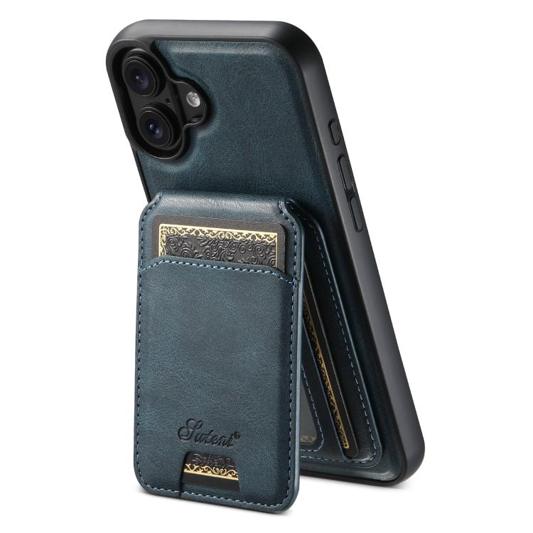Suteni H15 MagSafe Oil Eax Leather Detachable Wallet Back Phone Case