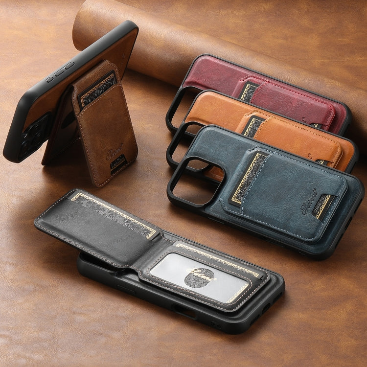 Suteni H15 MagSafe Oil Eax Leather Detachable Wallet Back Phone Case, For iPhone 13, For iPhone 1...