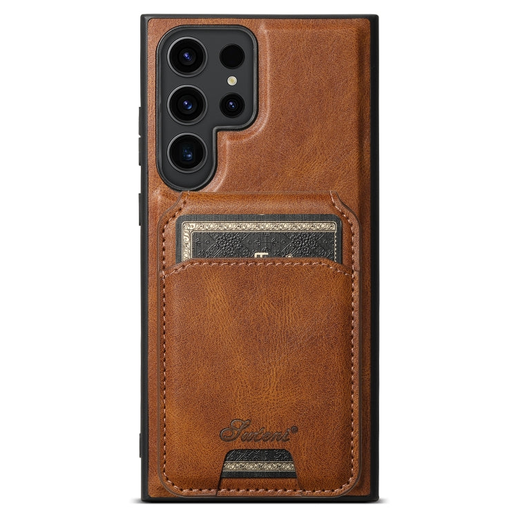 Suteni H15  Oil Eax Leather Detachable Wallet Back Phone Case, For Samsung Galaxy S25 5G���������...