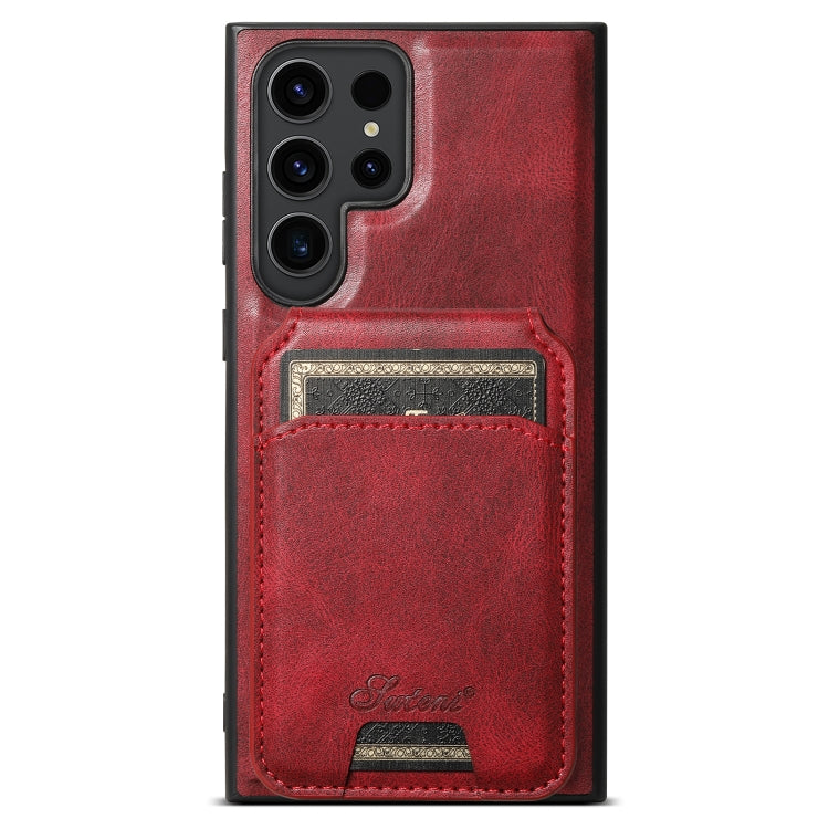 Suteni H15  Oil Eax Leather Detachable Wallet Back Phone Case, For Samsung Galaxy S25 5G���������...
