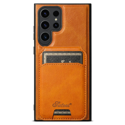 Suteni H15  Oil Eax Leather Detachable Wallet Back Phone Case, For Samsung Galaxy S25 5G���������...