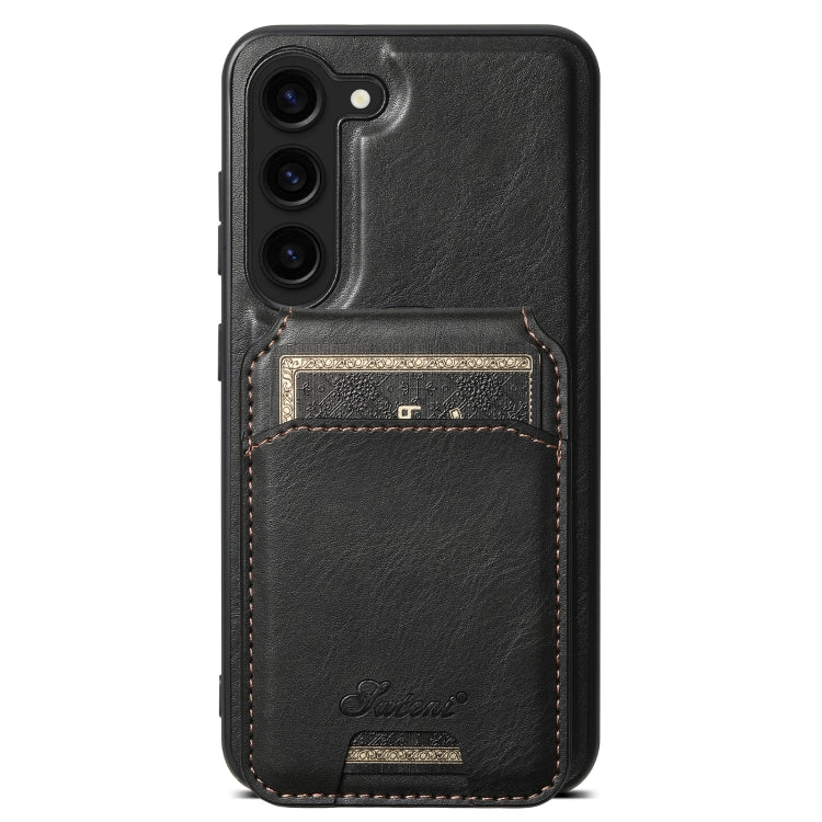Suteni H15  Oil Eax Leather Detachable Wallet Back Phone Case, For Samsung Galaxy S25 5G���������...