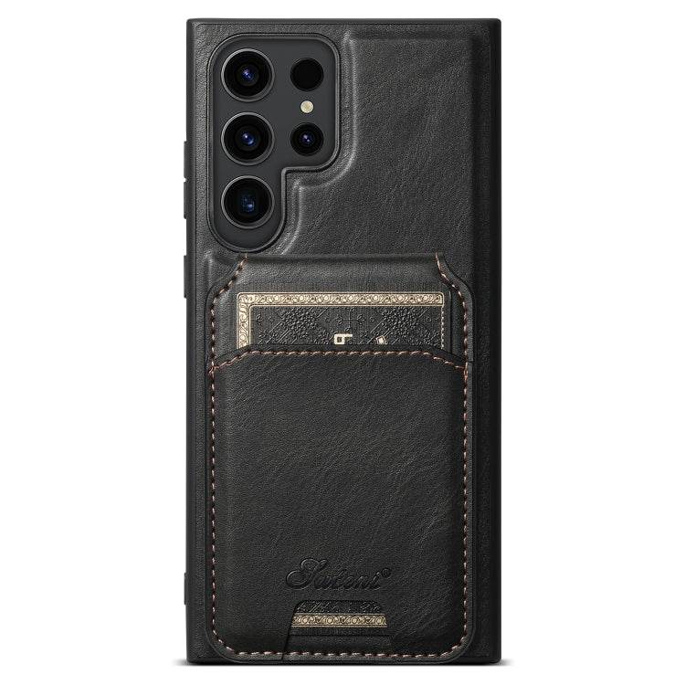 Suteni H15  Oil Eax Leather Detachable Wallet Back Phone Case, For Samsung Galaxy S25 5G���������...
