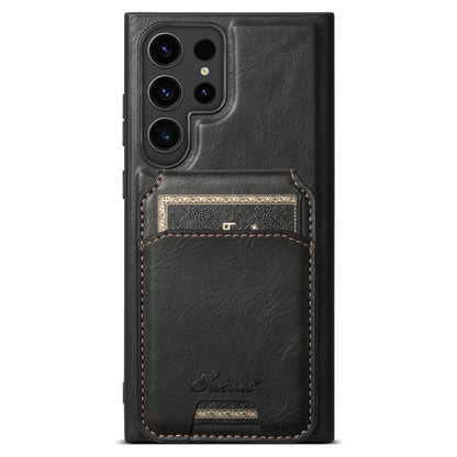 Suteni H15  Oil Eax Leather Detachable Wallet Back Phone Case, For Samsung Galaxy S25 5G���������...