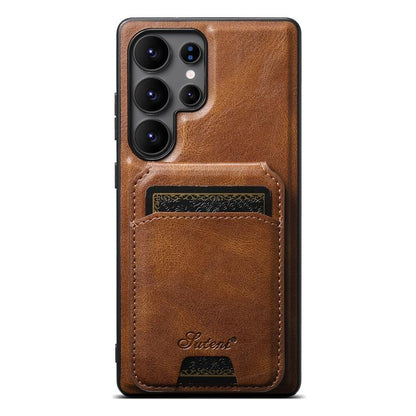 Suteni H15  Oil Eax Leather Detachable Wallet Back Phone Case, For Samsung Galaxy S25 5G���������...