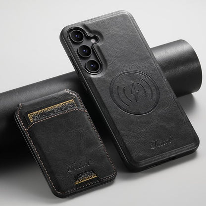 Suteni H15  Oil Eax Leather Detachable Wallet Back Phone Case, For Samsung Galaxy S25 5G���������...