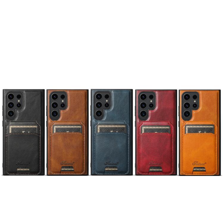 Suteni H15  Oil Eax Leather Detachable Wallet Back Phone Case, For Samsung Galaxy S25 5G���������...