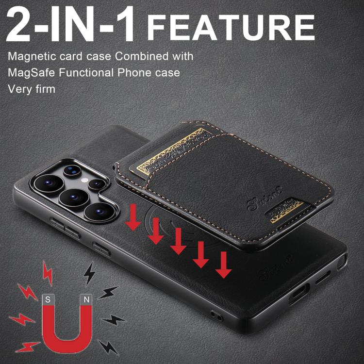 Suteni H16 Litchi Texture Leather Detachable Wallet Back Phone Case, For Samsung Galaxy S25 5G���...