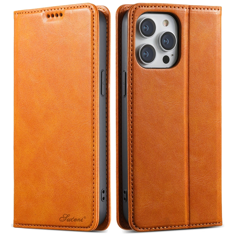 Suteni J02 Oil Wax Wallet Leather Phone Case, For iPhone 16 Pro Max, For iPhone 16 Pro�����������...