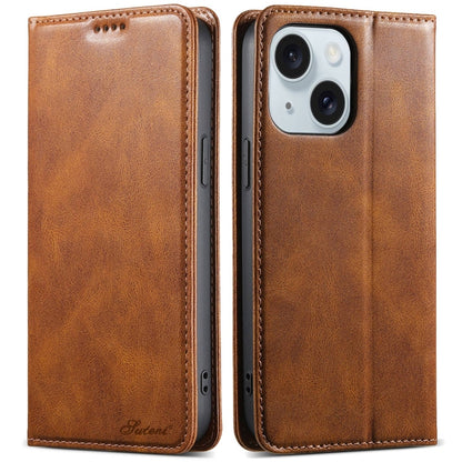 Suteni J02 Oil Wax Wallet Leather Phone Case, For iPhone 16 Pro Max, For iPhone 16 Pro�����������...
