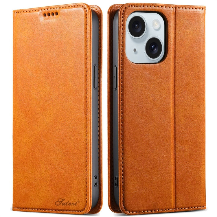 Suteni J02 Oil Wax Wallet Leather Phone Case, For iPhone 16 Pro Max, For iPhone 16 Pro�����������...