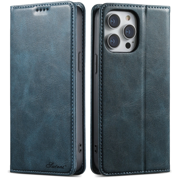 Suteni J02 Oil Wax Wallet Leather Phone Case, For iPhone 16 Pro Max, For iPhone 16 Pro�����������...