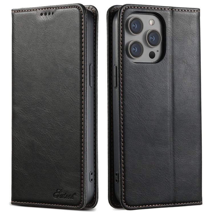 Suteni J02 Oil Wax Wallet Leather Phone Case, For iPhone 16 Pro Max, For iPhone 16 Pro�����������...