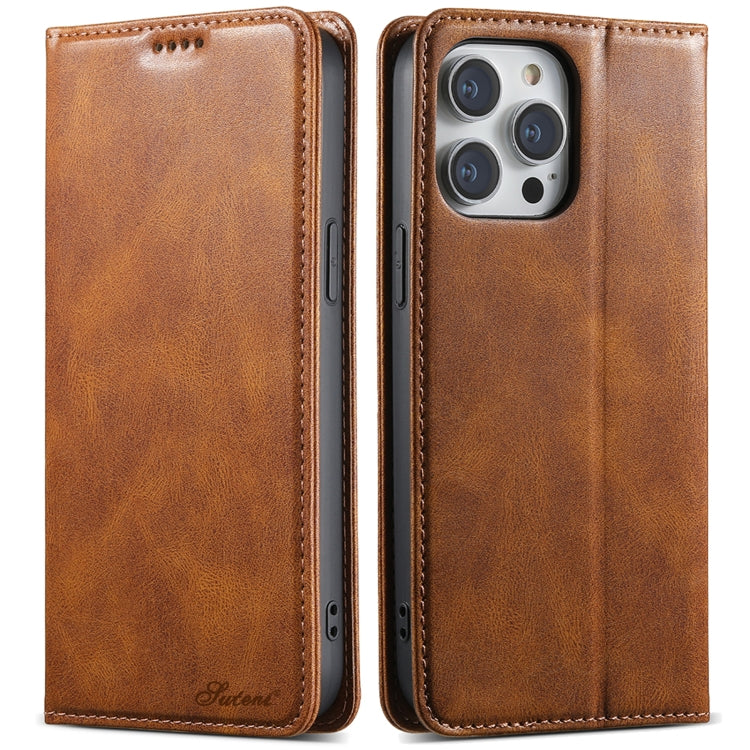 Suteni J02 Oil Wax Wallet Leather Phone Case, For iPhone 16 Pro Max, For iPhone 16 Pro�����������...