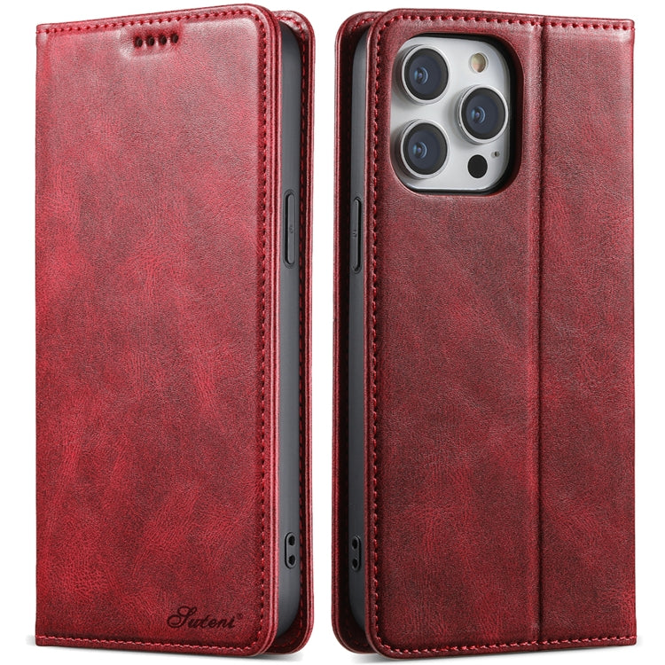 Suteni J02 Oil Wax Wallet Leather Phone Case, For iPhone 16 Pro Max, For iPhone 16 Pro�����������...