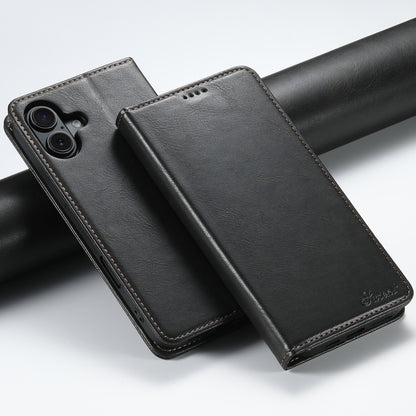Suteni J02 Oil Wax Wallet Leather Phone Case, For iPhone 16 Pro Max, For iPhone 16 Pro�����������...